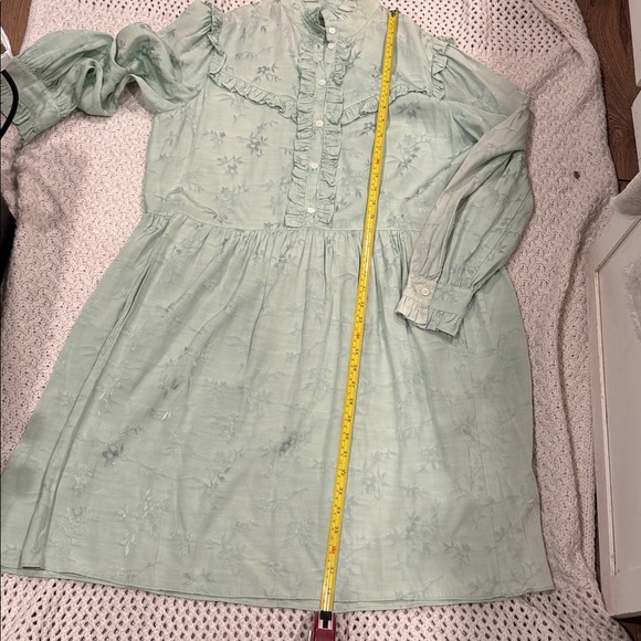Raquel Allegra Luna Ruffle Neo Victorian Poet Dress Mint Green Size 3 - Picture 12 of 13